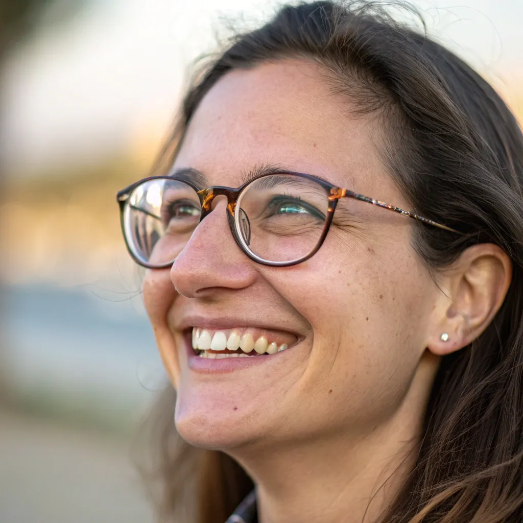 Smiling woman with glasses