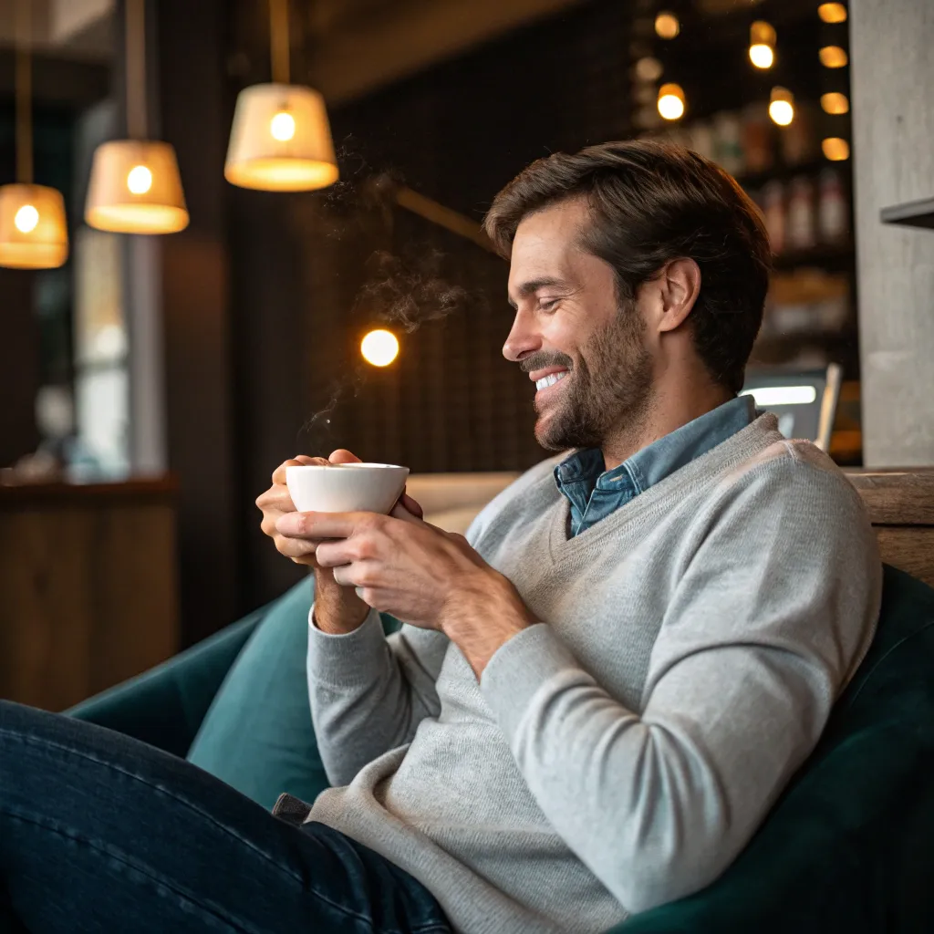 Man enjoying a cup of coffee