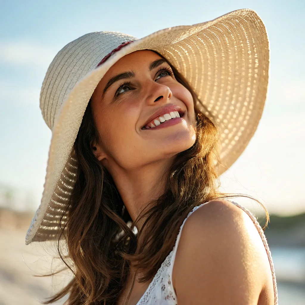 Young woman with a sun hat
